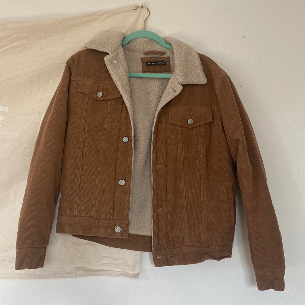 brandy melville cropped corduroy and sherpa jacket
